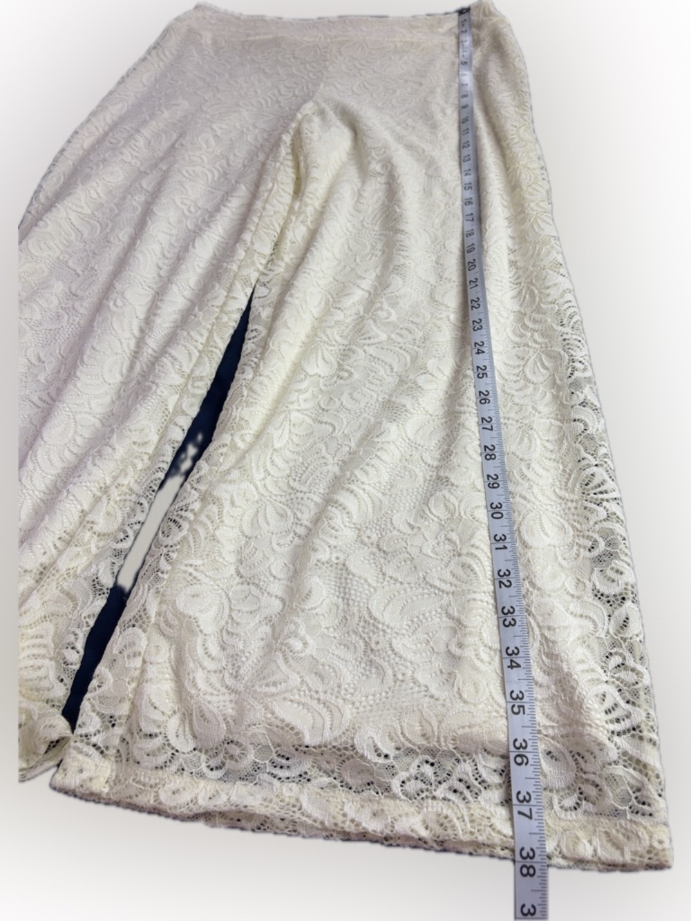 Cato Wide Leg Lace-Overlay Pants in Ivory - Picture 7 of 12